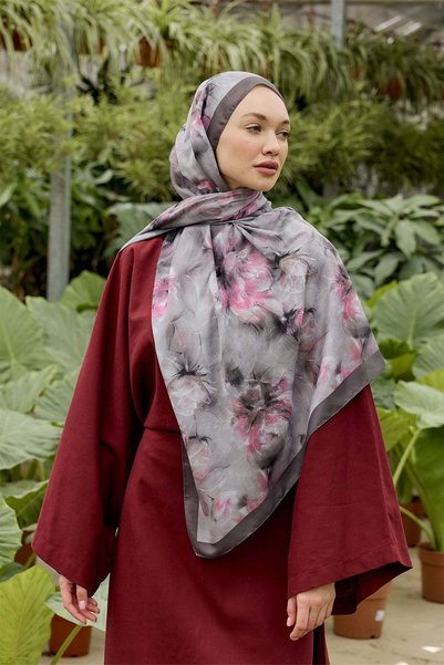 A/F fezah prive Seasons Of Garden Desen Şal Antrasit