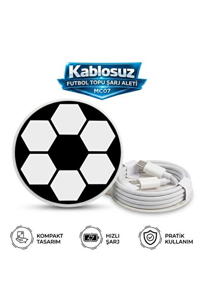 Başkenttekno Fotbol Topu Tasarimli Manyetik Hızlı Kablosuz Şarj Pedi - iPhone...