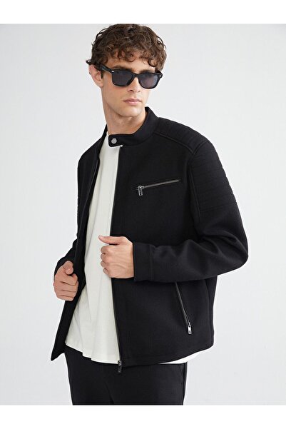 LC Waikiki LCW Vision Siyah Slim Fit Biker Yaka Erkek Ceket