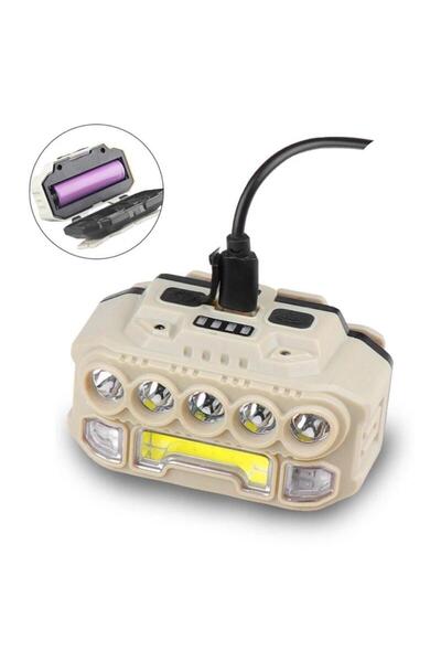 Tradeo 8W Rechargeable LED Headlamp with 5 Front Lights, COB Light, Remote Co...