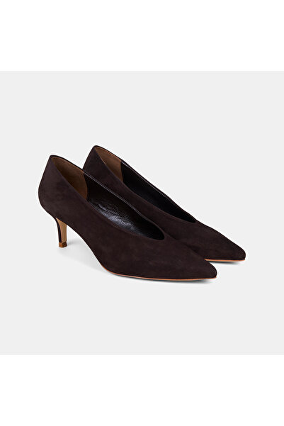 Desa Women's Brown Pointed Toe Suede Thin Heeled Shoes