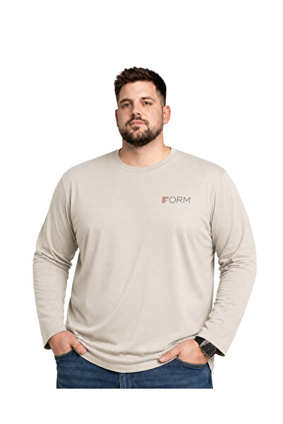 BattalModa Men's Large Size Bone Form Printed Long Sleeve T-Shirt 3Xl-4Xl-5Xl...