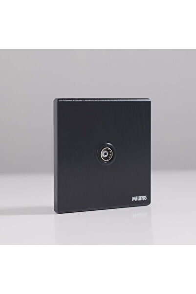 Milano TV Outlet Aura Black, Electrical Switch And Socket For Wall Installation