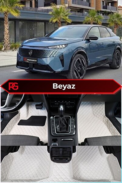 PASPASGRAFT Peugeot E-3008 Beyaz Renk 8D Diamond Premium Kaymaz Deri Oto Paspas