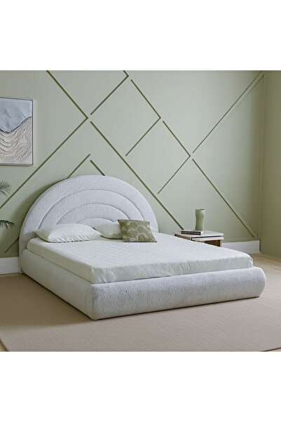 Danube Home Dreamscape 180x200 Upholstered King Bed Light Beige With 2-Year