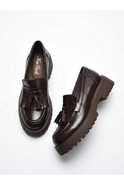 McDark Women's Tasseled Casual Loafer Shoes-Brown Patent Leather