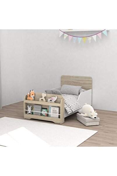 Danube Home Kinder 70x130 Toddler Bed With Footboard Storage-White And Sonoma...