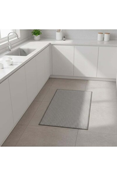 Danube Home Tiko Chenille Woven Fabric Rubber Kitchen/Area Mat45x75 cm Grey