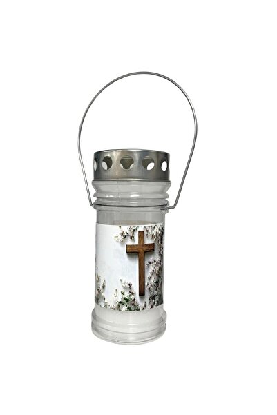 LCA Candela Felinar din Plastic cu Capac si Maner, Timp Ardere 54 Ore, Alba