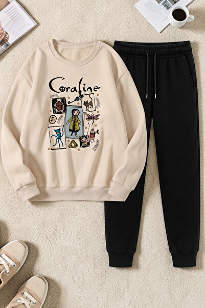 uyguntarz Unisex Caroline Design Printed Crew Neck Sweatshirt - 2-Piece Track...