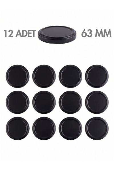Milea 12 Adet Siyah Kavanoz Kapağı – 63 mm (370 ml ve 210 ml kavanozlara uyumlu)
