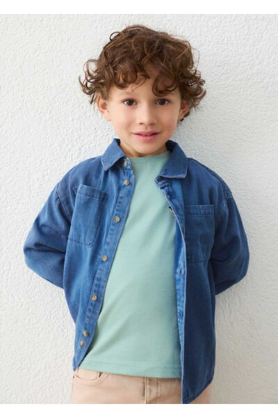 MAYORAL Winter Season Boys' Long Sleeve Denim Shirt - Blue