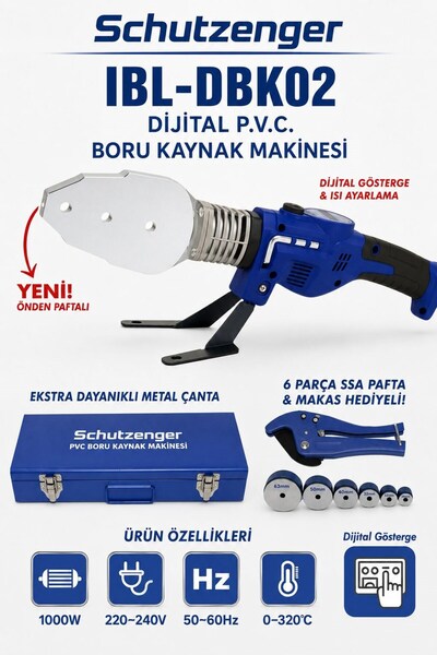 SCHUTZENGER Dijital Göstergeli 1000W PVC PPR Boru Kaynak Makinesi 0–320°C Met...