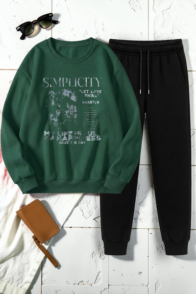 uyguntarz Unisex Simple City Design Printed Crew Neck Sweatshirt - 2-Piece Tr...