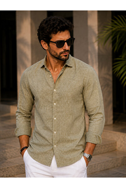 SHEBARA Comfortable Stylish Trendy Linen Viscose Men's Shirt