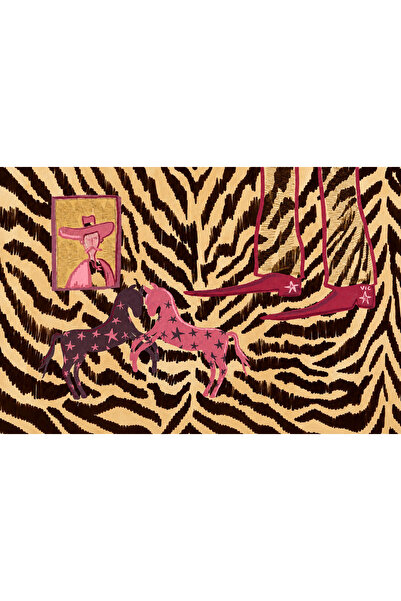 Boho wellness studio – Wild Horses Zebra Desenli Bohem Poster