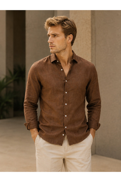 SHEBARA Comfortable Stylish Trendy Linen Viscose Men's Shirt