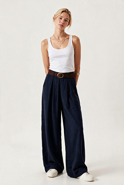 Lovelyİstanbul Kemerli Gabardin Etek Pantolon LBY0072 LACİVERT