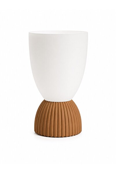 Nova Modern Dekoratif Masa Lambası - 3D Baskı Tasarım - E27 Duy - Light Brown - 20x30 cm