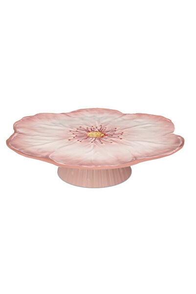 Baci Milano Botanica Çiçek Desenli Melamin Pembe Büyük Boy Ayaklı Kek Standı ...