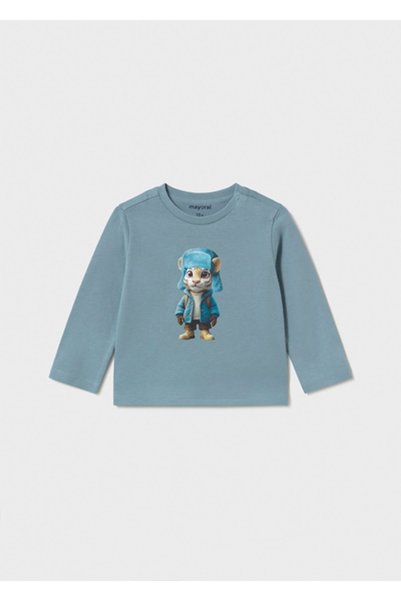 MAYORAL Winter Season Baby Boy Long Sleeve Printed Tshirt - Dark Green