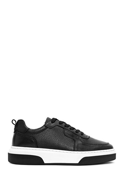 Derimod Men's Black Lace-Up Thick Soled Leather Sneaker Wm710006Df