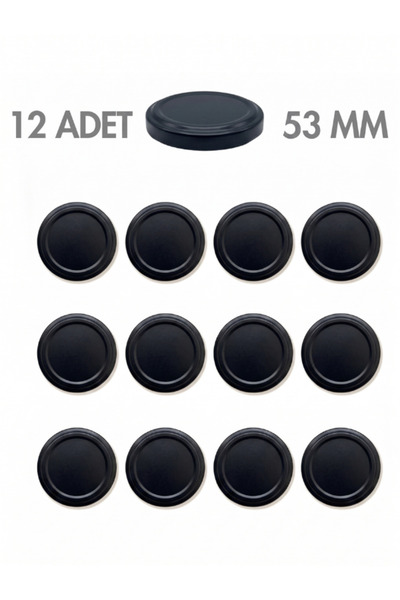 Milea 12 Adet Siyah Kavanoz Kapağı – 53mm (190cc-210cc kavanoza uyumlu)