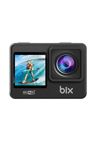 Bix Pulse 1 Wi-Fi 4K 30FPS Ultra HD Aksiyon Kamerası Çift Ekranlı Vlog Motosi...
