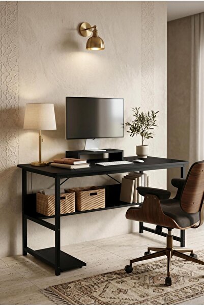 Bangiga 110cm Study Desk & Office Table, Computer Desk with Stand for Home Of...