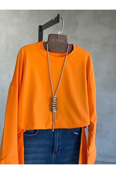 By Pakize Basic Manşet Kollu Yırtmaç Detaylı Sweatshirt