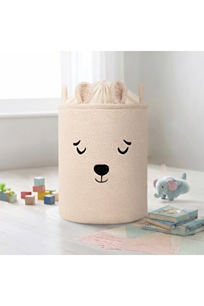 Moni Toys Coș Textil Jucării Copii Nori Beige, Șnur, Spumă Polietilenă, 43 L,...
