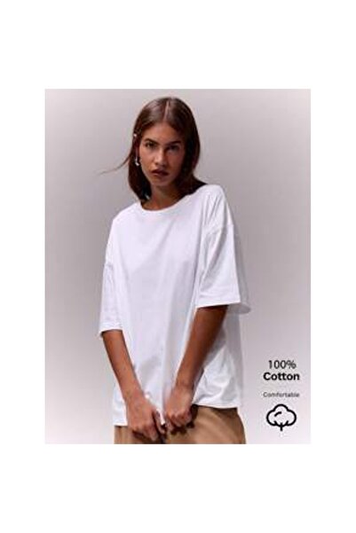 OEM Tricou moale supradimensionat cu guler rotund, casual, Capsule Wardrobe, ...