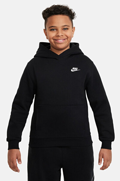 Nike Club Fleece Çocuk Kapüşonlu Sweatshirt Siyah FD3000-010