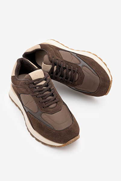 Marjin Women's Suede Detailed Lace-Up Thick Sole Casual Sneaker Sports Shoes ...