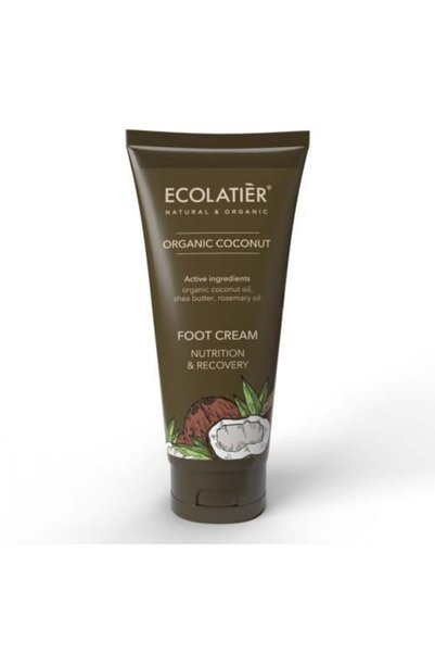 ECOLATIER كريم للقدمين بخلاصة جوز الهند العضوية لتغذية البشرة 100 مل