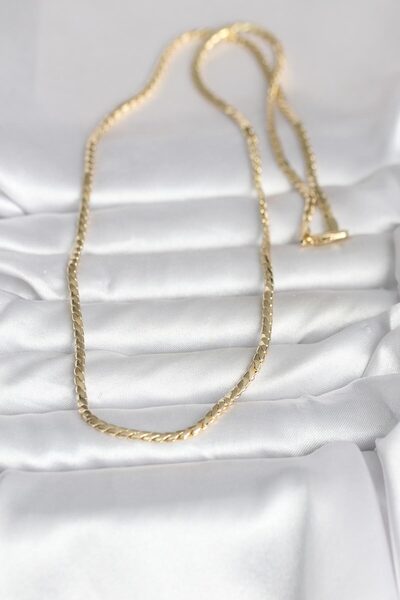 ForWhat 60cm Golden Brass Flat Style Women's Necklace for Elegant Necks
