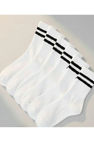 SOCKSHION 6-Pack Unisex White Cotton Sports Socks Set for 4 Seasons