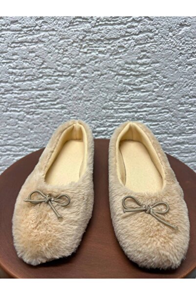 Beyond Women's Mink Rabbit Hair Bowknot Casual Ballerinas 1 cm Byndtav01