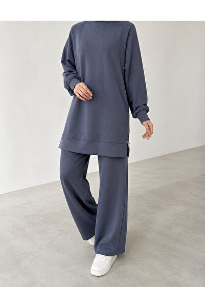 Lunsera Store Two Side Zipper Detail Raglan Sleeve Suit - Anthracite