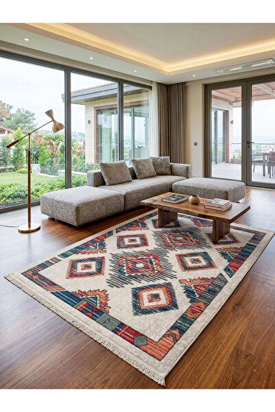 Brillant Etnik Desen Lateks Taban Salon Antre Halı