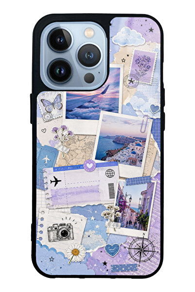 S Mode iPhone 13 Pro Pastel Travel Diary Design Glossy Phone Case