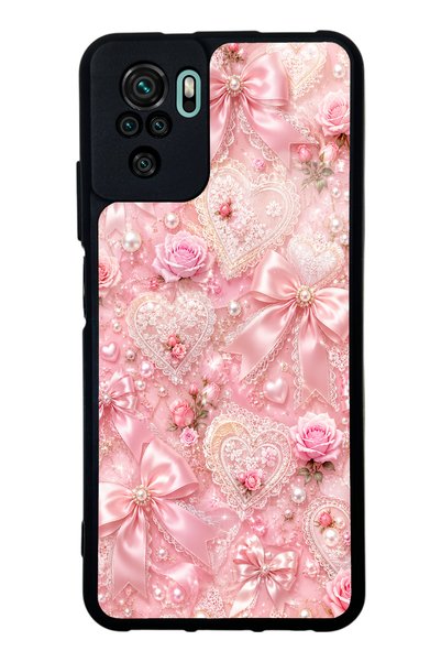 S Mode حافظة هاتف لامعة بتصميم دانتيل رومانسي باللون الوردي لهاتف Xiaomi Redm...