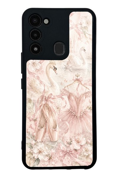 S Mode Tecno Spark 8C Pink Swan Ballet Design Glossy Phone Case