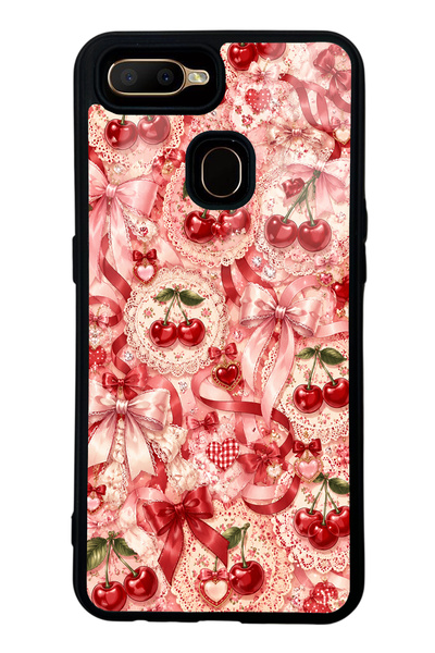 S Mode Oppo A5S Glossy Phone Case with Cherry Lace Fantasy Design