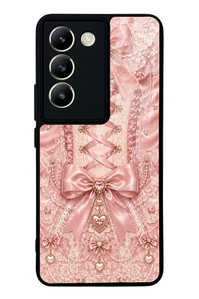 S Mode Vivo V30 Lite Pink Corset Coquette Design Glossy Phone Case