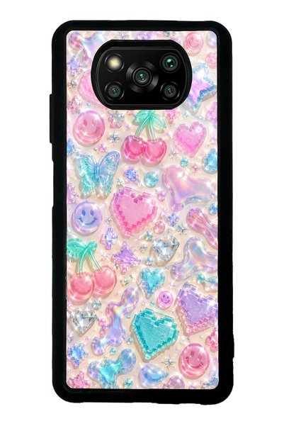 S Mode Xiaomi Poco X3 Y2K Glossy Phone Case with Jelly Charms Design