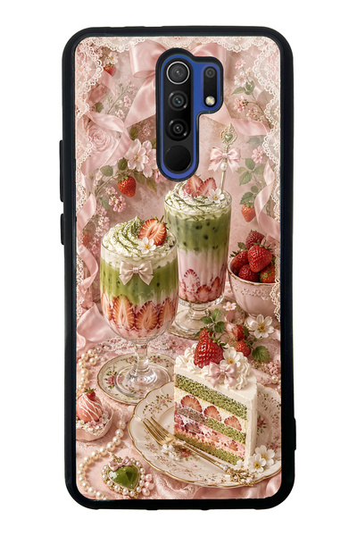 S Mode حافظة هاتف لامعة بتصميم Xiaomi Redmi 9 Berry Matcha Dream