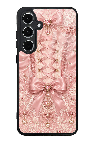S Mode Samsung S24 Fe Pink Corset Coquette Design Glossy Phone Case