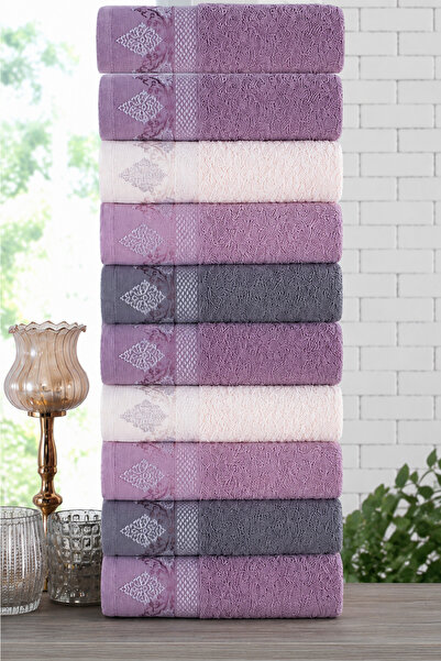 BİNNUR HOME Alia Soft 50X90 cm 10-Piece Hand and Face Towel Set