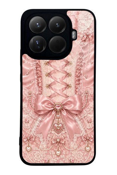 S Mode Xiaomi Mi 15t Pro Pink Corset Coquette Design Glossy Phone Case